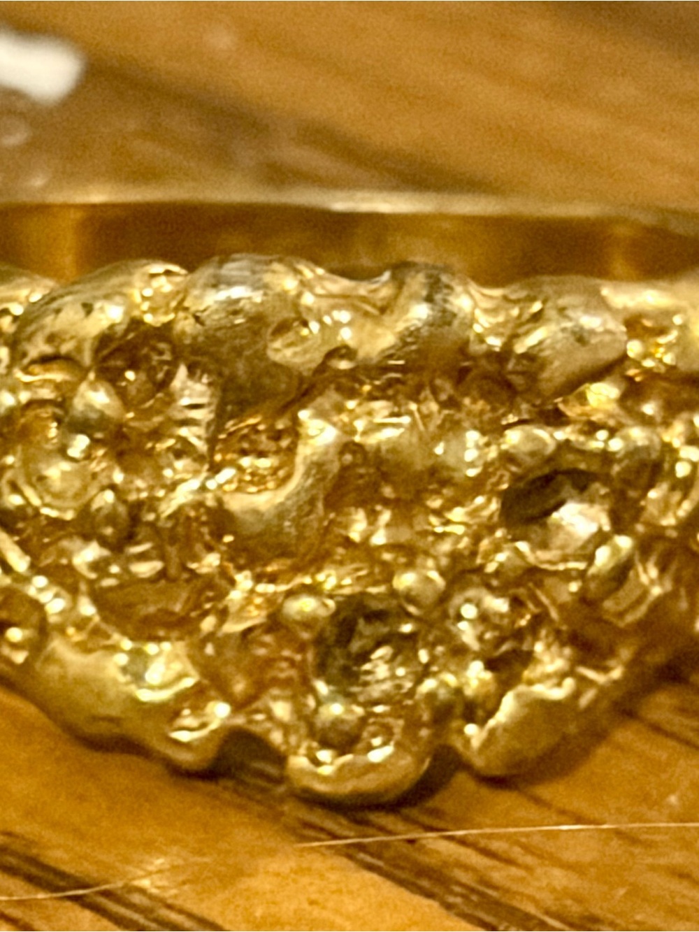 Vintage 1970s Men’s Nugget Ring, 14 k Gold plated. Size 7